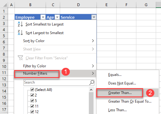 advanced filter number filter