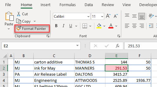 condformating format painter select cell