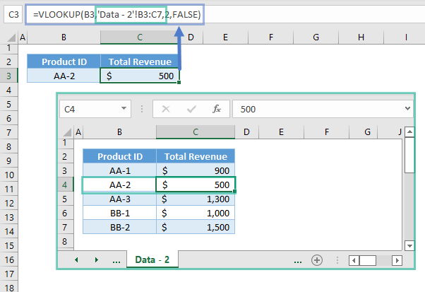 vlookup between sheets 02