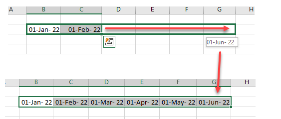 dragdrop fill handle drag-across dates