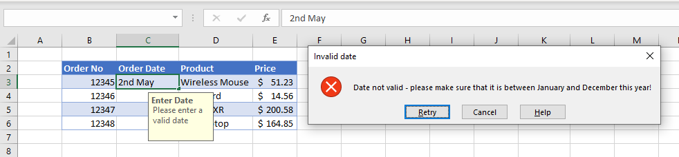 DatavalidationDates error