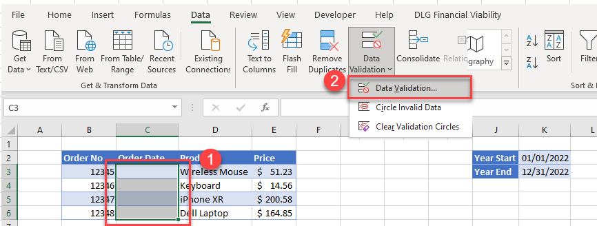 DataValidationDates-selectRibbon