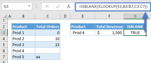 xlookup if with isblank isblank function