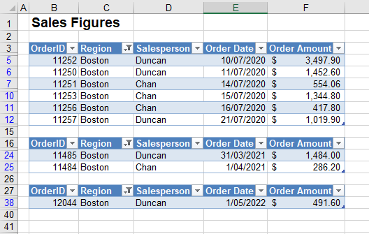 createtable multiple tables