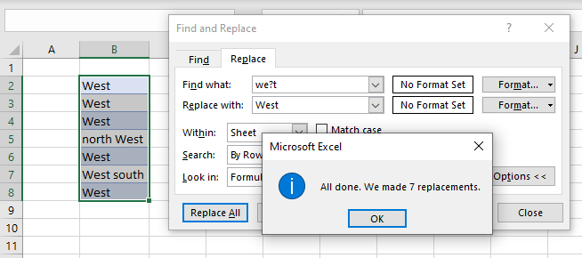 findreplace result