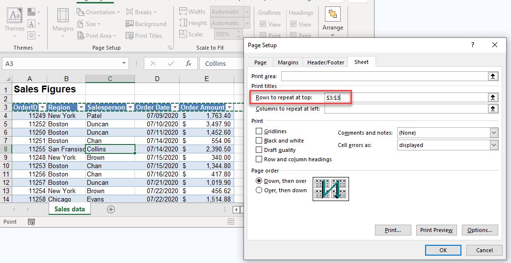 printing problem print titles